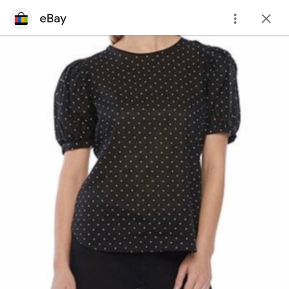 LOFT Black Polka Dot Women's Top Ruffles Sleeves Size XL New With Tags